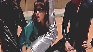 Latex German bitches assfucked and fisted in the foursome on the tennis court