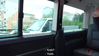 Abrasive blond teacher play with stranger in van & let him fuck her hard