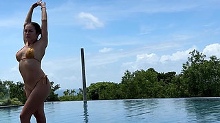 Teasing at the Pool in Micro Bikini, Swimming