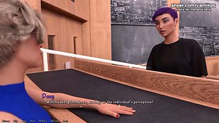 To be DIK  Stunning college teacher mom milf with big tits footjob and handjob for her student in class  My