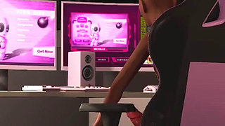 Web cam live streaming. Gamer girl plays with a bouncing fuck hopper