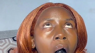Big Booty Ebony Rides Huge Dildo
