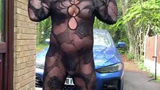 Sexy Crossdresser Kellycd2022 in black sexy body stocking and heels