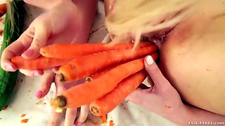 casey calvert gets her ass stuffed with carrots and eaten out by dahlia sky