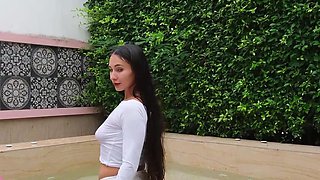 Wet Clothes Flashing in Swimming Pool