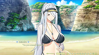 Hentai Game - Summer Clover - Beach Hentai - White-Haired Beauty Gives Satisfying Paizuri - Shizuku Hentai
