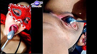 Saturno Squirt the Latin babe will teach you how to masturbate with a kitchen spoon, she inserts it inside her pussy once spoon