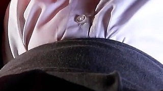 Hot Redhead Student Sucks Dick Under the Milking Table