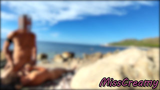Strangers caught my wife touching and FUCKING my BIG COCK on a public nude beach - Real amateur french - MissCreamy