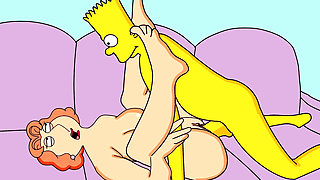 Family Guy Parody The Simpsons Parody 18+ crossover - Bart finally nails his dream milf lois Griffin