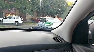 Hot MILF in High Heels and Short Skirt Calls a Taxi and Masturbates in the Car. Part.1