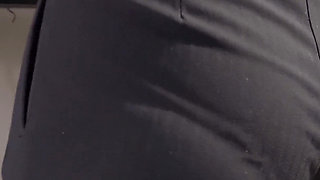 Amateur Secretary In Office Trousers Teases Her Visible Panty Line