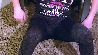 Amateur busty brunette masturbates and does hand job