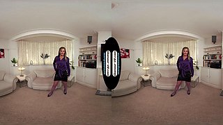 Amy Green Purple Bloused Secretary With Purple Glossy Legwear Tease - 8k Vr