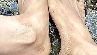 Melove Sexy Dirty Feet with Long Red Toe Nails