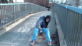 Fetish babe pissing in public