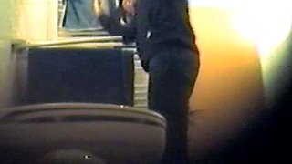 Girl using the toilet and filmed by voyeur 1