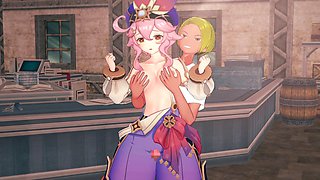 Genshin Impact Dori in a 3D hentai animation featuring fingering, handjob, and blowjob
