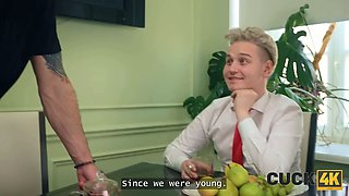 Cuck4k. 2 rods 1 facehole bj: party went so well!