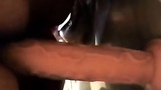 Hairy Girl Fucks Her Monster Dildo