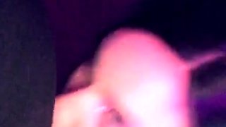 Dark haired amateur blowjob and handjob in fake taxi