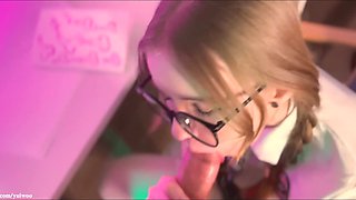 Nerdy Russian Schoolgirl with Pigtails Gets Her Petite Pussy Fucked