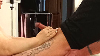 Neighbor Does an Oil Dick Hand Job