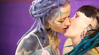 Inked up FFM threesome with two alt babes getting filthy