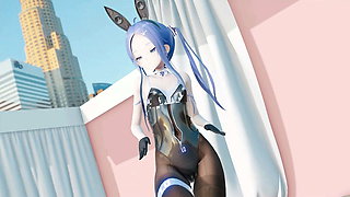 MMD lo chan  shake it - hentai mmd dance playboy costume blue hair color edit smixix