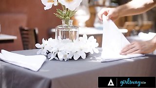 Girlsway - asian beauty Aria Lee fakes being a caterer to confront bride-to-be bestie alexia anders!