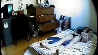Hidden cam catches my sister masturbating in her room