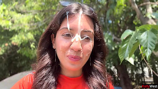 Public Blowjob in the Bushes with Stranger and Crazy Cumwalk Covered in Cum