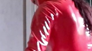 MILF in Latex Catsuit Gives Blowjob and Swallows Cum