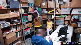Russian slender teen caught stealing by a security guy