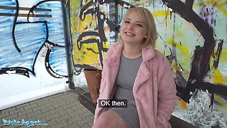 Short Hair Blonde Amateur Teen With Soft Natural Body Picked Up As Bus Stop