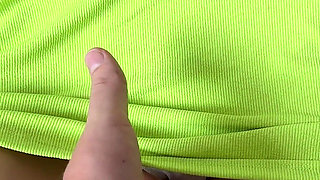 Shy Petite Girl in Lime Green Dress Moans Getting Fuck