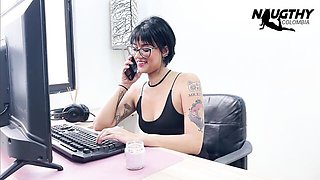 Call center trailer with pretty wench from Naughty Colombia