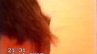 Old school VHS style vintage sex tape of young Russian couple