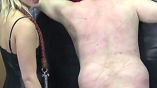 Wild MILF Lady Amy Spanking Her Slaves Ass and Back