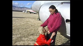 The Blonde Horny Hostess Have Sex to Pilot with Hard Cock