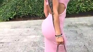 Sexy Calves & Perfect Round Ass In Pink Dress