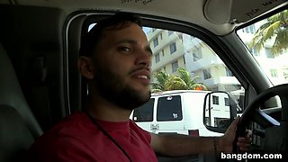 Sexy Brunette fucked On The BangBus