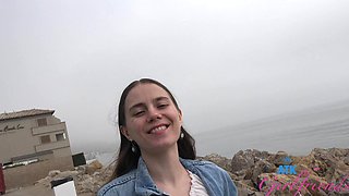 Beautiful long-haired brunette gets her pussy licked by a horny guy.