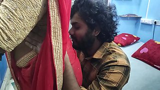 Mallu Girl Hot Red Half Saree Romance and Sex with Boy Friend