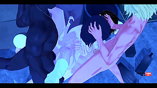 Dandadan Hentai - Momo Ayase Is Fucked by 5 Mens Handjob, Double Penetration and Blowjob - Asian Japanese Manga Anime Hentai 3D