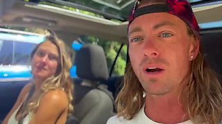 Pounding On The Hood Of The Volkswagen Rabbit. Naked At The Springs - Outdoor