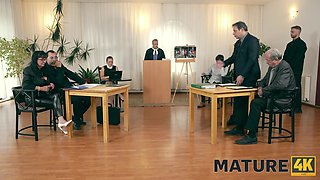 Cuckold husband watching step-granny fucks with her step-grandson