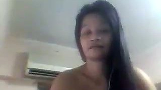 Sweet and cute all natural Filipina webcam nympho was masturbating a bit