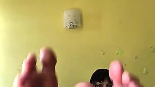 Step Sister Fingering Dick and Jerking off Foot Fetish