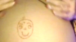 Pregnant Lady Play with Boobs and Big Belly.